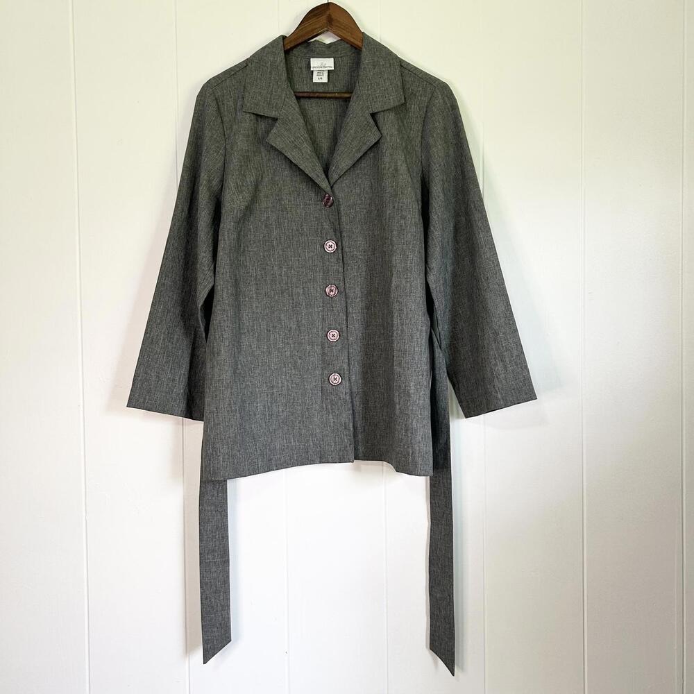 Jaclyn Smith Gray Collared Coat Jacket With Belt Women's Large